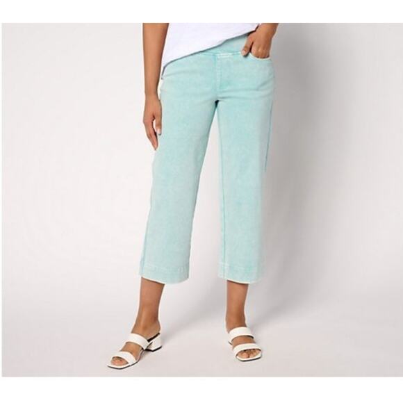 Belle Beach Size 2 Aquarelle Blue Delray Denim Wide Leg Crop Jeans A683828 NWOT - Picture 1 of 11